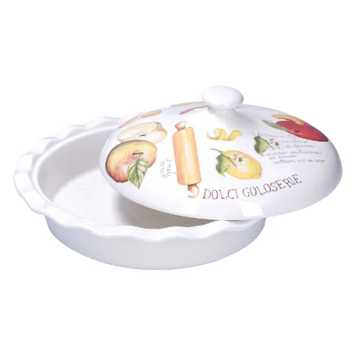 Patera do szarlotki z pokrywką goloserie - biały, 27 cm