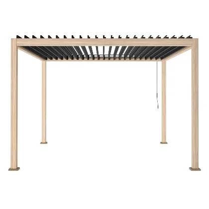 Pergola ogrodowa OCEAN natural 360x360 aluminiowa z efektem drewna Bizzotto