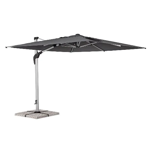 Profesjonalny parasol z nogą boczną ARIES 3x3 ciemno-szary aluminiowy Bizzotto