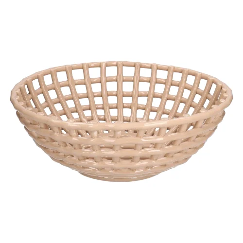 Rituali Domestici Catturata Koszyk okrągły duży beżowy 36 x 13 cm