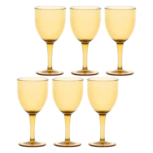 Rose&Tulipani Fiaba Zestaw 6 akrylowych kieliszków do wina 400 ml bursztynowy