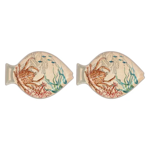 ROSE&TULIPANI SEA LIFE Zestaw 2 talerzy z melaminy ryby 33 x 23 cm