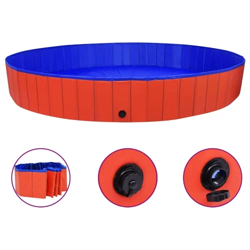 Składany basen dla psa, czerwony, 300x40 cm, PVC