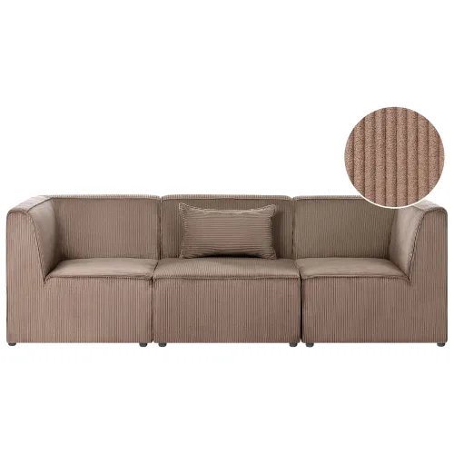 Sofa modułowa dla 3 osób LEMVIG Sztruks Piaskowy