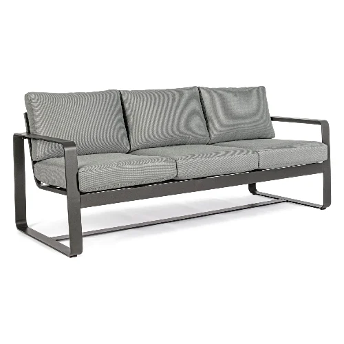 Sofa ogrodowa 3-os MERRIGAN antracytowo-szara 194x78 aluminiowa z poduszkami olefinowymi Bizzotto