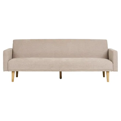 Sofa rozkładana Kells beżowa ciemna/ naturalne nogi