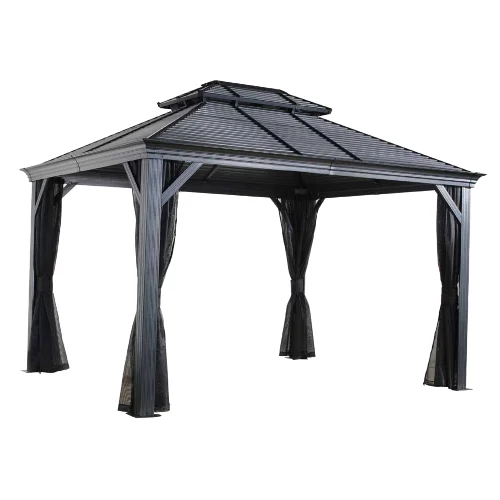 Sojag Pawilon aluminiowy Mykonos 1012 z moskitierą Bazaltowy szary 299 x 364 x 291 cm
