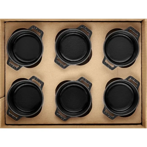 Staub la cocotte zestaw 6 mini cocotte 10 cm czarny