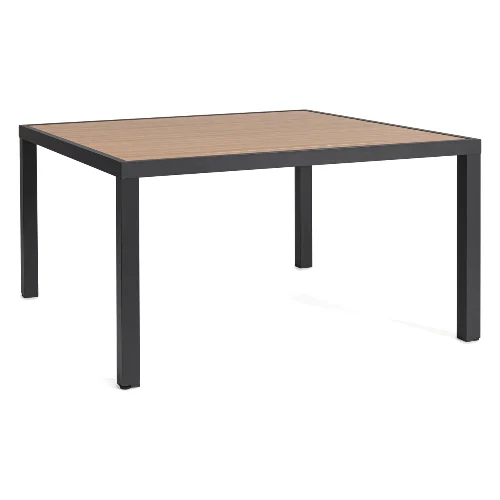 Stół ogrodowy HILIJA antracyt 136x136 aluminiowy z efektem drewna Bizzotto