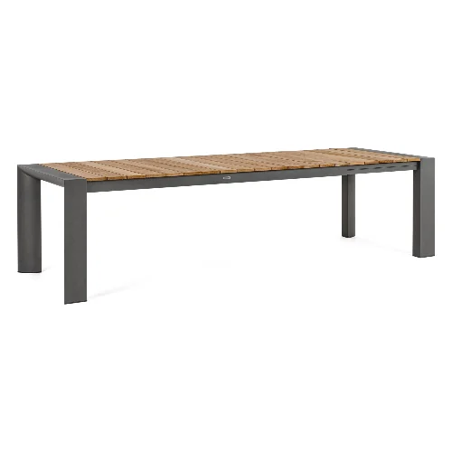Stół ogrodowy rozkładany CAMERON antracytowy 228-294x100 aluminiowy z blatem z drewna tekowego Bizzotto