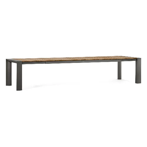 Stół ogrodowy rozkładany CAMERON antracytowy 253-319-384x110 aluminiowy z blatem z drewna tekowego Bizzotto