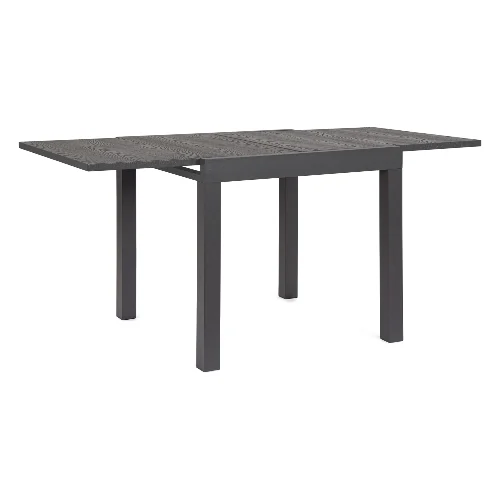 Stół ogrodowy rozkładany CLIV czarny 80/160x80 aluminiowy z efektem drewna Bizzotto