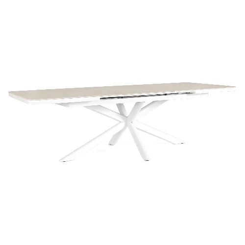 Stół ogrodowy rozkładany PASCAL biały 200-260x100 aluminiowy z blatem ze spieku kwarcowego Bizzotto