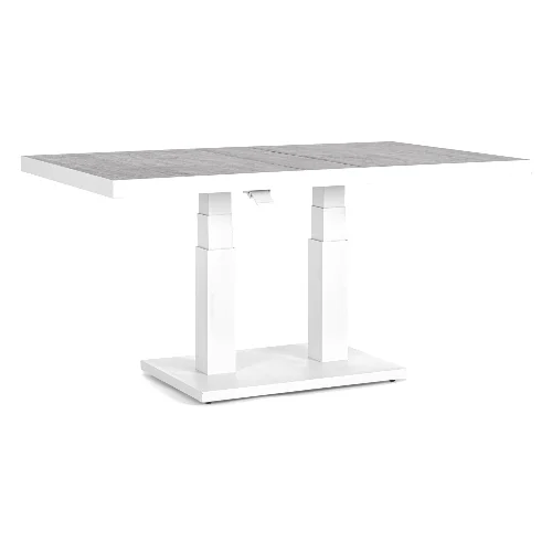 Stół z regulacją wysokości TRUMAN biały 140x85 aluminiowy z płytką ceramiczną Bizzotto