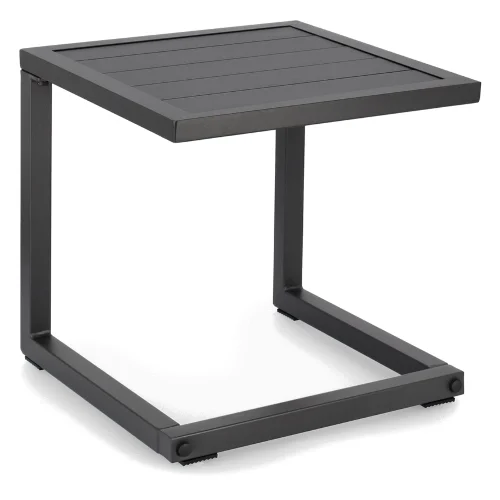 Stolik kawowy boczny do leżaka HILDE antracytowy 40x40 aluminiowy Bizzotto