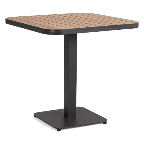 Stolik restauracyjny BELMAR antracytowy 75x75 aluminiowy z efektem drewna Bizzotto