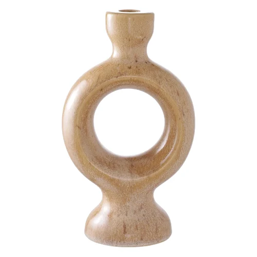 świecznik ceramiczny brązowy okrągły