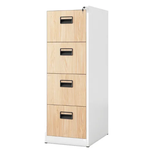 Szafa kartotekowa metalowa z 4 szufladami biała/dąb sonoma, 460x1320x620 mm: SARA Eco Design