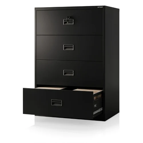 Szafa kartotekowa metalowa z 4 szufladami czarna, 900x1320x600 mm: SARA XL V4
