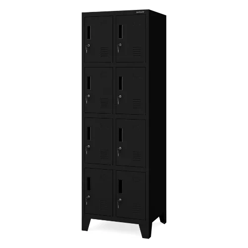 Szafa skrytkowa socjalna podwójna na nóżkach czarna, 559x1720x450 mm: ROBERT 2 Plus