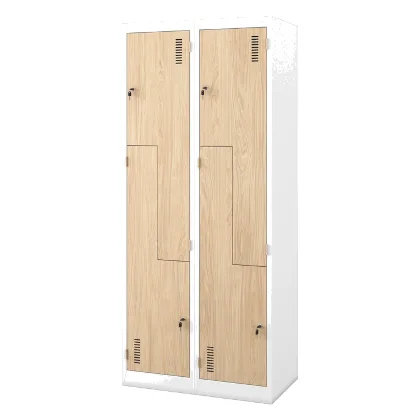 Szafa socjalna ubraniowa typu l, czterokomorowa, biała/dąb sonoma, 800x1850x450 mm: JULIA Eco Design