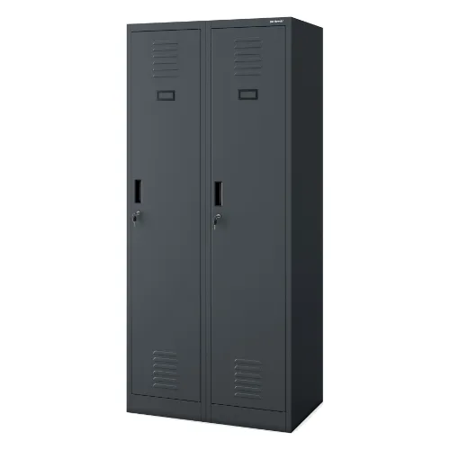 Szafka ubraniowa pracownicza czterokomorowa antracytowa, 800x1800x500 mm: KACPER