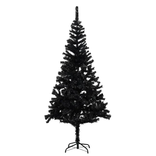 Sztuczna choinka ze stojakiem, czarna, 210 cm, PVC