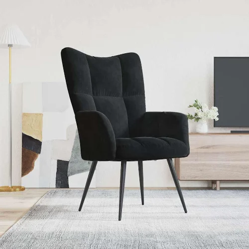 vidaXL Fotel, czarny, obity aksamitem