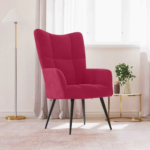vidaXL Fotel, winna czerwień, obity aksamitem