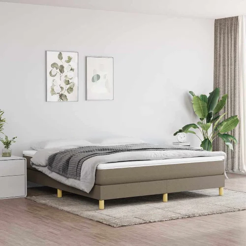 vidaXL Łóżko kontynentalne, taupe, 180x200 cm, obita tkaniną