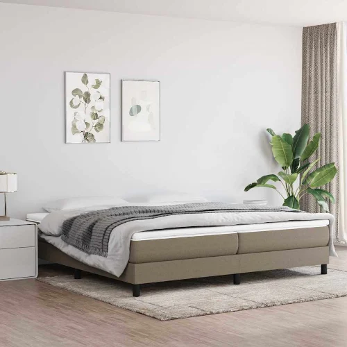 vidaXL Łóżko kontynentalne, taupe, 200x200 cm, obita tkaniną
