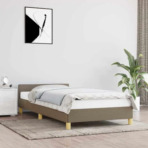 vidaXL Rama łóżka bez materaca, taupe, 100x200 cm, obita tkaniną