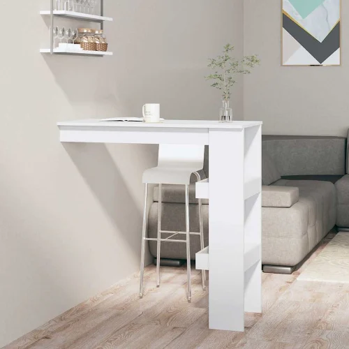 vidaXL Stolik barowy, biały, 102x45x103,5 cm, materiał drewnopochodny