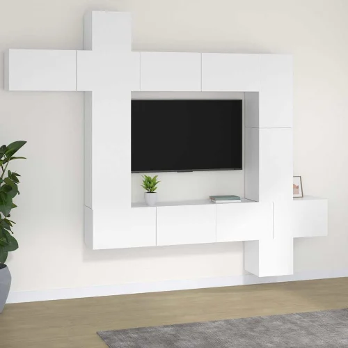 vidaXL Zestaw 9 szafek TV, biały, materiał drewnopochodny