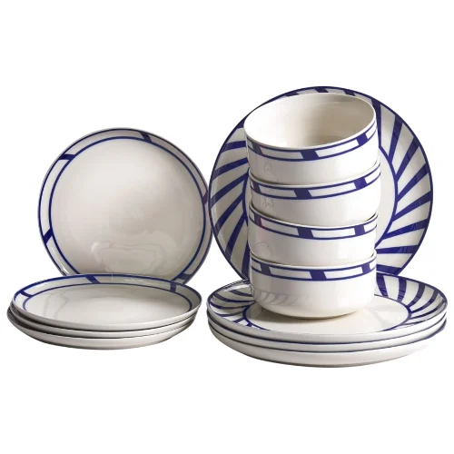 Zastawa stołowa 12-częściowa SHISO Porcelana Biały/ niebieski