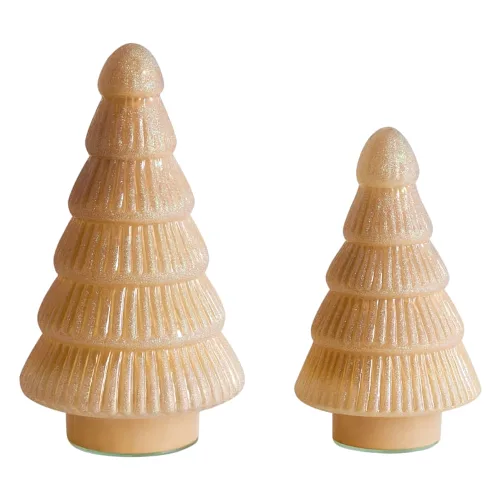 Zestaw 2 figurek dekoracyjnych FLAREN Choinka 20/25 cm Beżowy