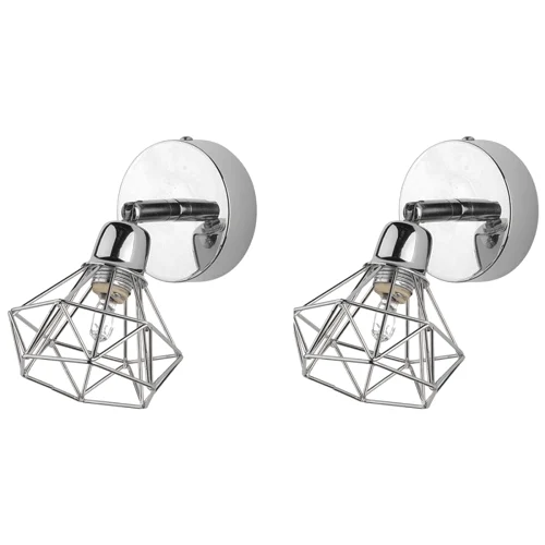 Zestaw 2 lamp ściennych srebrne ERMA