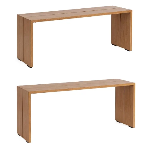 Zestaw 2 stolików PIPER 98x30.5 aluminiowe z efektem drewna Bizzotto