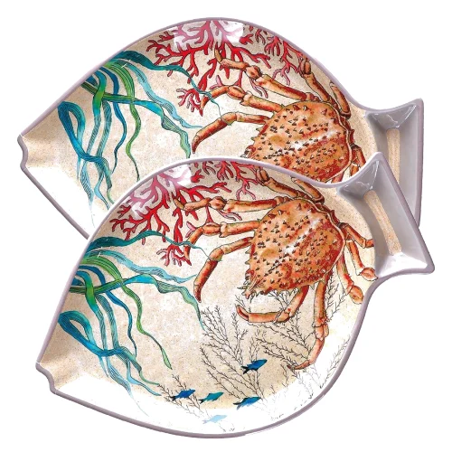 Zestaw 2 talerzy sea life ryby - 33 x 23 cm
