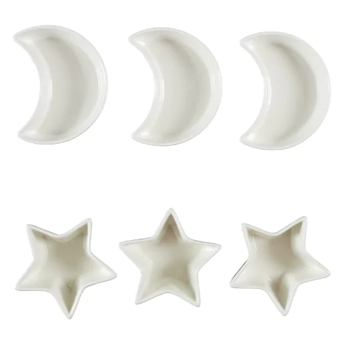 Zestaw 6 naczyń do serwowania star/moon biały