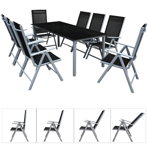 Zestaw mebli ogrodowych Bern 9 cz Srebrny Aluminium