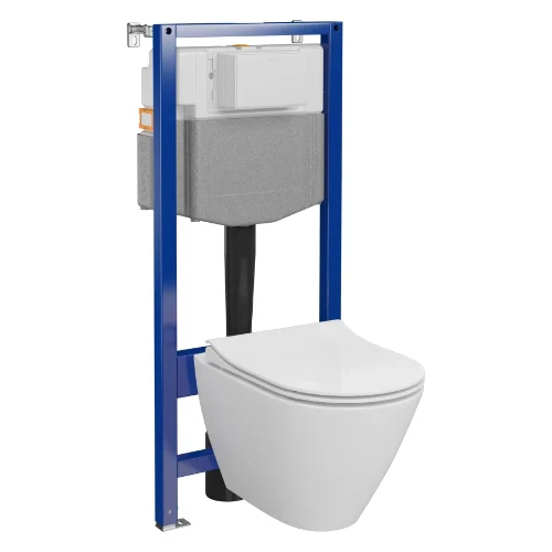 Zestaw Podtynkowy Cersanit Miska WC z deską City Oval Stelaż Aqua Nova bez przycisku mechaniczny S701-794