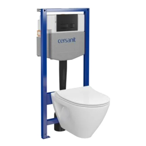 Zestaw podtynkowy z miską WC Mille B953 SYSTEM 50 MECH WHB212 DUR SLIM przycisk czarny mat Cersanit