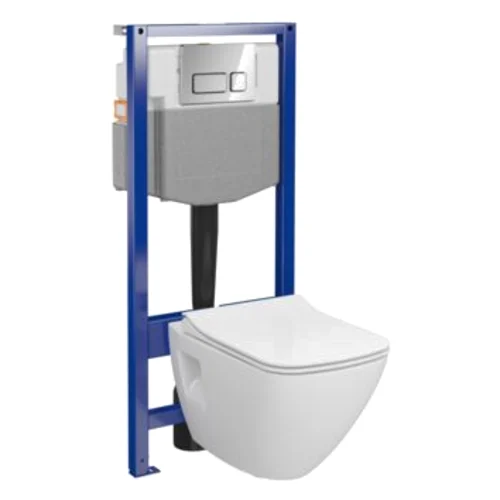 Zestaw podtynkowy z miską WC Moudo Plus square C500 SYSTEM 50 MECH WHB215 przycisk chrom połysk Cersanit