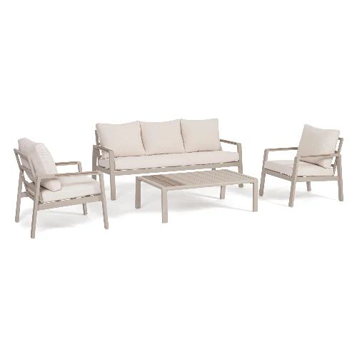 Zestaw sofa 2 fotele i stolik ELNA aluminiowy Bizzotto