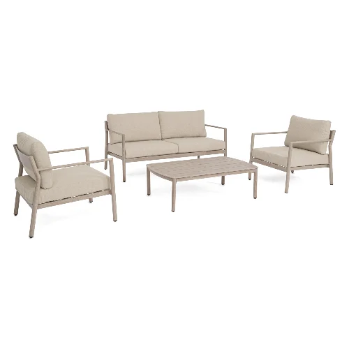 Zestaw sofa 2 fotele i stolik SIRIUS aluminiowy Bizzotto