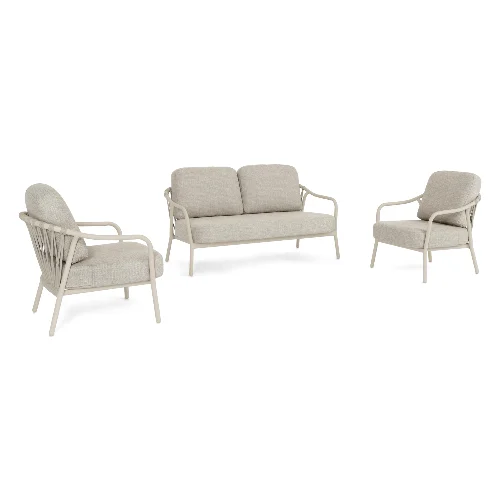 Zestaw sofa z 2 fotelami EDVIGE aluminowych z poduszką olefinową Bizzotto