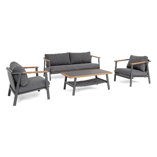 Zestawy mebli ogrodowych LEONIDA antracytowy aluminium/teak Bizzotto